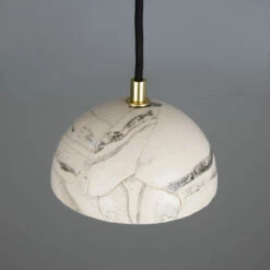 Ferox Small Marbled Ceramic Dome Pendant Light 5.5" -Home-Lighting Sale mlcmp037polbrs 2