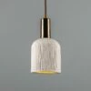 Osier Organic Ceramic Pendant Light 4.5", Matte White Striped