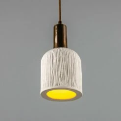 Osier Organic Ceramic Pendant Light 4.5", Matte White Striped -Home-Lighting Sale mlcmp038antbrs 2