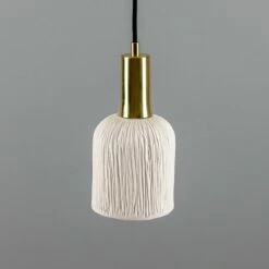 Osier Organic Ceramic Pendant Light 4.5", Matte White Striped -Home-Lighting Sale mlcmp038polbrs 1 1