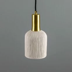 Osier Organic Ceramic Pendant Light 4.5", Matte White Striped -Home-Lighting Sale mlcmp038satbrs 1
