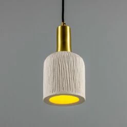 Osier Organic Ceramic Pendant Light 4.5", Matte White Striped -Home-Lighting Sale mlcmp038satbrs 2