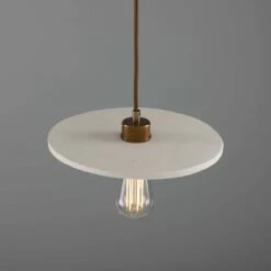 Bog Oak Organic Ceramic Disc Pendant Light, Matte White Striped -Home-Lighting Sale mlcmp043antbrs 3