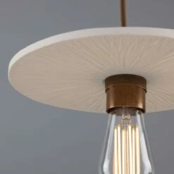 Bog Oak Organic Ceramic Disc Pendant Light, Matte White Striped -Home-Lighting Sale mlcmp043antbrs 4