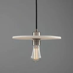 Bog Oak Organic Ceramic Disc Pendant Light, Matte White Striped -Home-Lighting Sale mlcmp043antslv