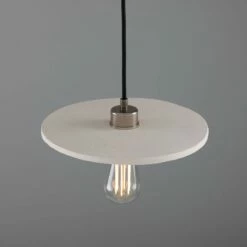 Bog Oak Organic Ceramic Disc Pendant Light, Matte White Striped -Home-Lighting Sale mlcmp043antslv 3