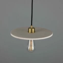 Bog Oak Organic Ceramic Disc Pendant Light, Matte White Striped -Home-Lighting Sale mlcmp043satbrs 3