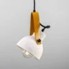 Pera Ceramic Pendant With Rescued Fire-Hose Strap, Matte White Striped -Home-Lighting Sale mlcmp048pcmbkylw