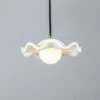 Rivale Pendant Light With Wavy Ceramic Shade, Matte White Striped