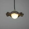 Rivale Pendant Light With Wavy Ceramic Shade, Black Clay