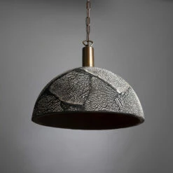 Kauri Organic Ceramic Dome Pendant Light 14.6", Black Clay -Home-Lighting Sale mlcmp062antbrs 1