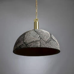 Kauri Organic Ceramic Dome Pendant Light 14.6", Black Clay -Home-Lighting Sale mlcmp062polbrs 1