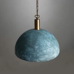 Kauri Organic Ceramic Dome Pendant Light 14.6", Blue Earth -Home-Lighting Sale mlcmp063antbrs