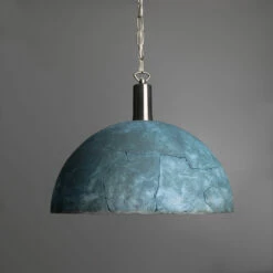 Kauri Organic Ceramic Dome Pendant Light 14.6", Blue Earth -Home-Lighting Sale mlcmp063antslv 1