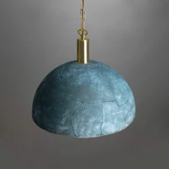 Kauri Organic Ceramic Dome Pendant Light 14.6", Blue Earth -Home-Lighting Sale mlcmp063polbrs