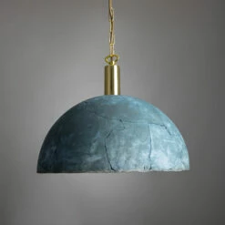 Kauri Organic Ceramic Dome Pendant Light 14.6", Blue Earth -Home-Lighting Sale mlcmp063polbrs 1