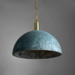 Kauri Organic Ceramic Dome Pendant Light 14.6", Blue Earth -Home-Lighting Sale mlcmp063polbrs 2
