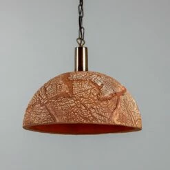 Kauri Organic Ceramic Dome Pendant Light 14.6", Red Iron