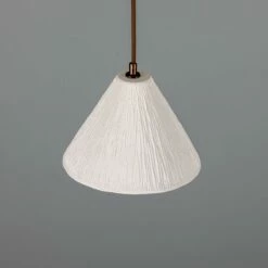 Tilia Organic Ceramic Cone Pendant Light 11", Matte White Striped 29 Tilia Organic Ceramic Cone Pendant Light 11", Matte White Striped -Home-Lighting Sale mlcmp067antbrs 2 1