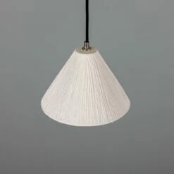 Tilia Organic Ceramic Cone Pendant Light 11", Matte White Striped 33 Tilia Organic Ceramic Cone Pendant Light 11", Matte White Striped -Home-Lighting Sale mlcmp067antslv 2 1