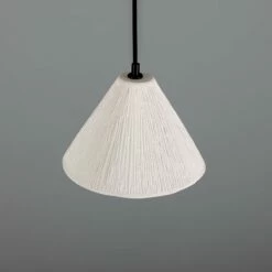 Tilia Organic Ceramic Cone Pendant Light 11", Matte White Striped 24 Tilia Organic Ceramic Cone Pendant Light 11", Matte White Striped -Home-Lighting Sale mlcmp067pcmbk 2 1