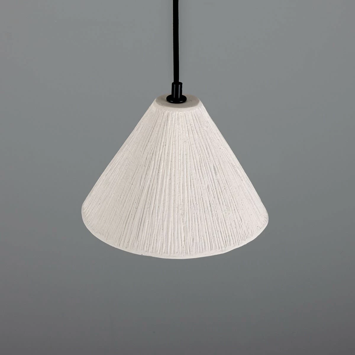 Tilia Organic Ceramic Cone Pendant Light 11", Matte White Striped 5 Tilia Organic Ceramic Cone Pendant Light 11", Matte White Striped - Image 3