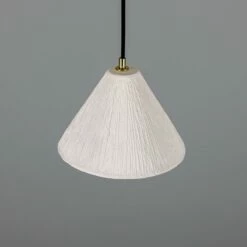 Tilia Organic Ceramic Cone Pendant Light 11", Matte White Striped 37 Tilia Organic Ceramic Cone Pendant Light 11", Matte White Striped -Home-Lighting Sale mlcmp067polbrs 2 1