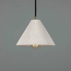 Tilia Organic Ceramic Cone Pendant Light 11", Matte White Striped 35 Tilia Organic Ceramic Cone Pendant Light 11", Matte White Striped -Home-Lighting Sale mlcmp067polbrs 4