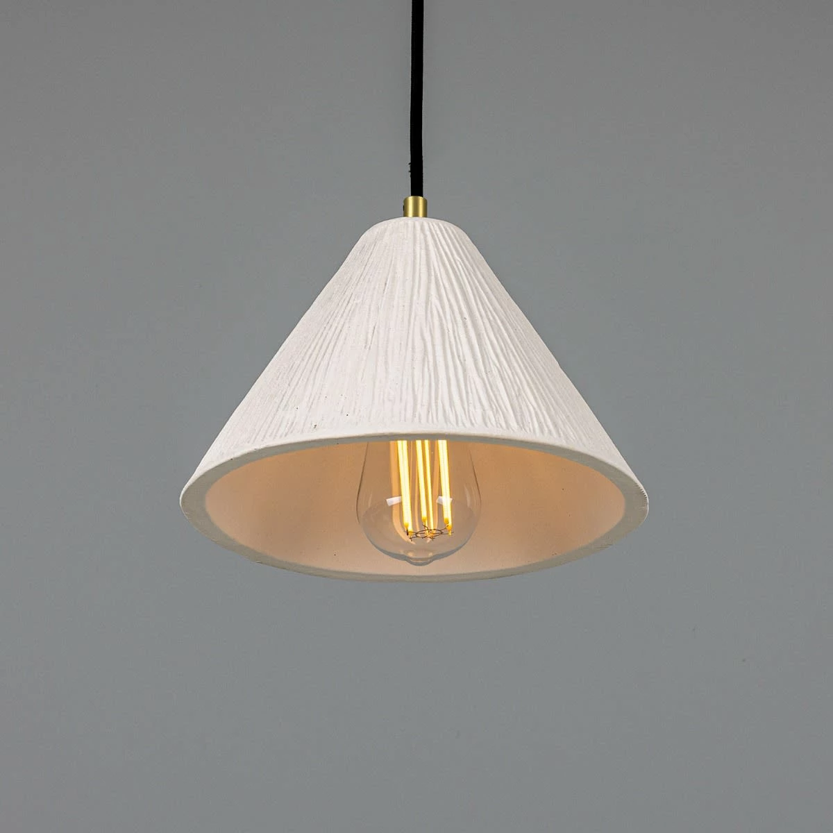 Tilia Organic Ceramic Cone Pendant Light 11", Matte White Striped 21 Tilia Organic Ceramic Cone Pendant Light 11", Matte White Striped - Image 19
