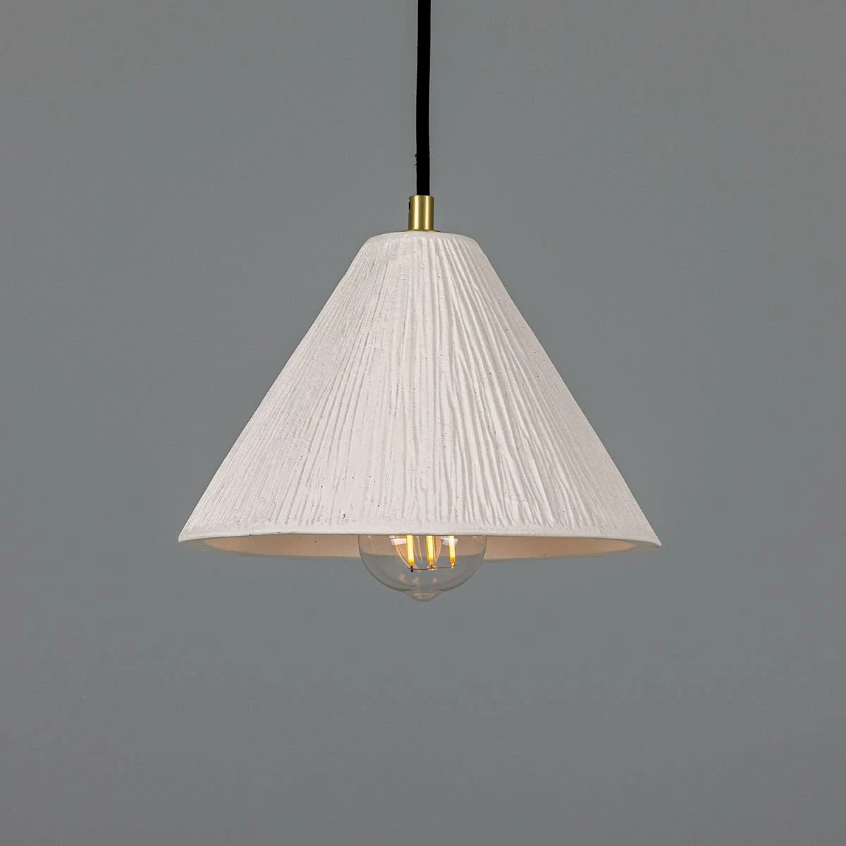 Tilia Organic Ceramic Cone Pendant Light 11", Matte White Striped 20 Tilia Organic Ceramic Cone Pendant Light 11", Matte White Striped - Image 18
