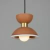 Nakaii Organic Ceramic Pendant Light 7.9", Terracotta And White
