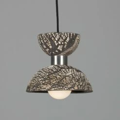 Nakaii Organic Ceramic Pendant Light 7.9", Black Clay