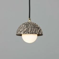 Ferox Small Ceramic Dome Pendant Light 5.5", Black Clay