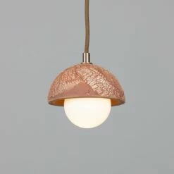 Ferox Small Ceramic Dome Pendant Light 5.5", Red Iron