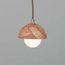 Ferox Small Ceramic Dome Pendant Light 5.5", Red Iron -Home-Lighting Sale mlcmp074antbrs 2