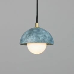 Ferox Small Ceramic Dome Pendant Light 5.5", Blue Earth