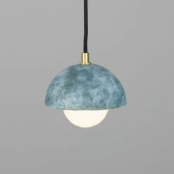 Ferox Small Ceramic Dome Pendant Light 5.5", Blue Earth -Home-Lighting Sale mlcmp075satbrs 2