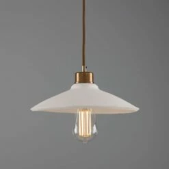 Pyrus Organic Ceramic Pendant Light 11", Matte White Striped -Home-Lighting Sale mlcmp077antbrs