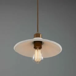 Pyrus Organic Ceramic Pendant Light 11", Matte White Striped -Home-Lighting Sale mlcmp077antbrs 1