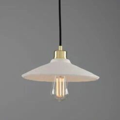 Pyrus Organic Ceramic Pendant Light 11", Matte White Striped -Home-Lighting Sale mlcmp077polbrs
