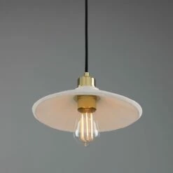 Pyrus Organic Ceramic Pendant Light 11", Matte White Striped -Home-Lighting Sale mlcmp077polbrs 1