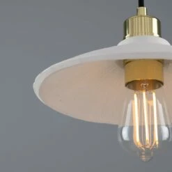 Pyrus Organic Ceramic Pendant Light 11", Matte White Striped -Home-Lighting Sale mlcmp077polbrs 3