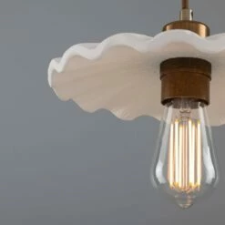 Kapok Organic Ceramic Pendant Light 10.6", Matte White Striped -Home-Lighting Sale mlcmp078antbrs 3