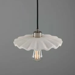Kapok Organic Ceramic Pendant Light 10.6", Matte White Striped -Home-Lighting Sale mlcmp078antslv 2