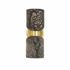 Sakura Double Ceramic And Brass Wall Light, Black Clay -Home-Lighting Sale mlcmwl008satbrs
