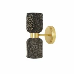 Sakura Double Ceramic And Brass Wall Light, Black Clay -Home-Lighting Sale mlcmwl008satbrs 1