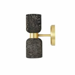 Sakura Double Ceramic And Brass Wall Light, Black Clay -Home-Lighting Sale mlcmwl008satbrs 2