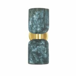 Sakura Double Ceramic And Brass Wall Light, Blue Earth -Home-Lighting Sale mlcmwl009satbrs