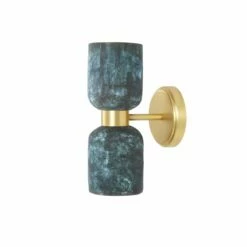 Sakura Double Ceramic And Brass Wall Light, Blue Earth -Home-Lighting Sale mlcmwl009satbrs 1