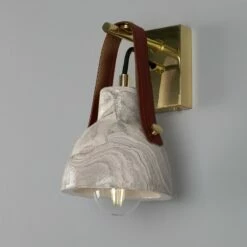 Nagi Marbled Ceramic Wall Light With Rescued Fire-Hose Strap